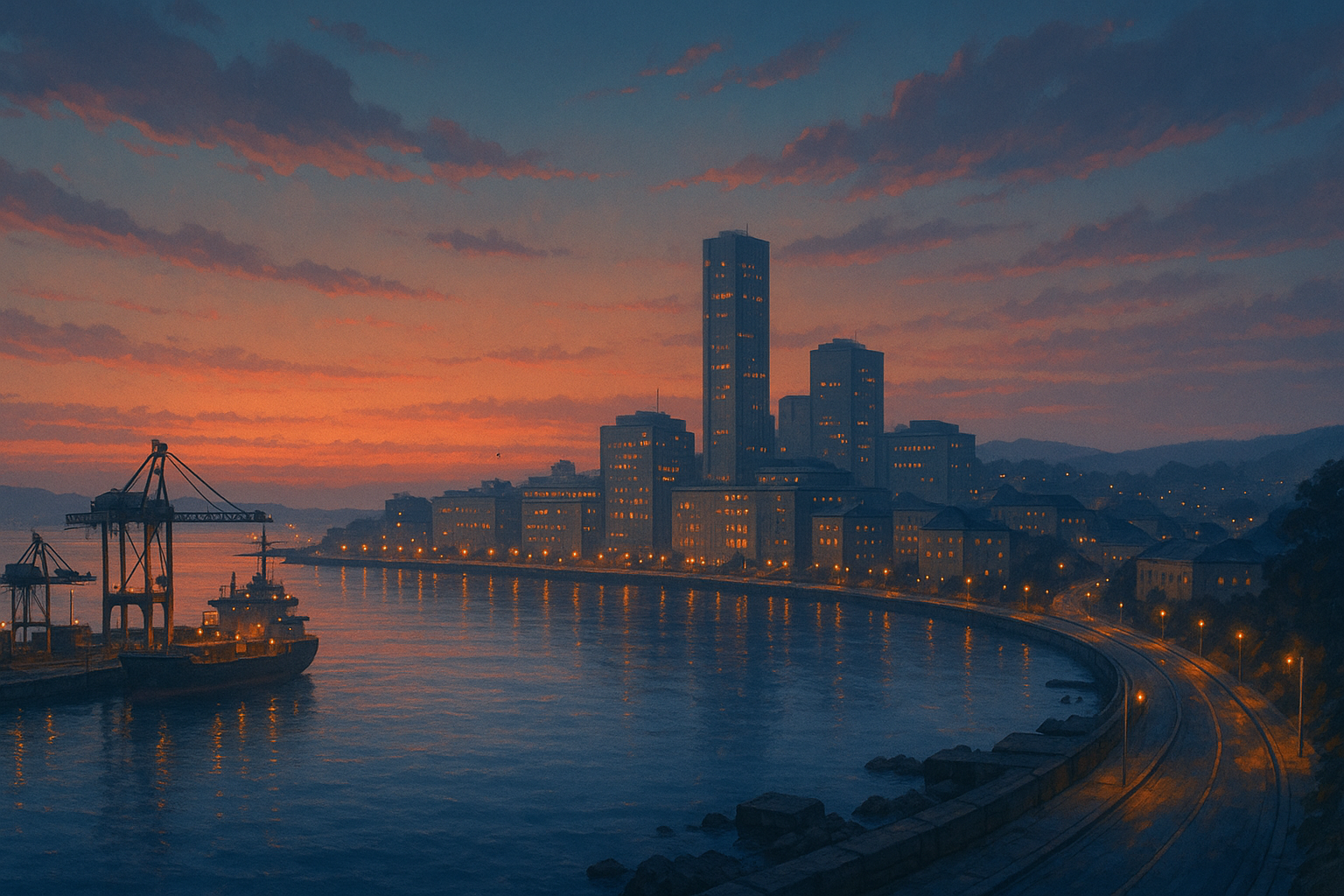 Coastline hero banner at dusk